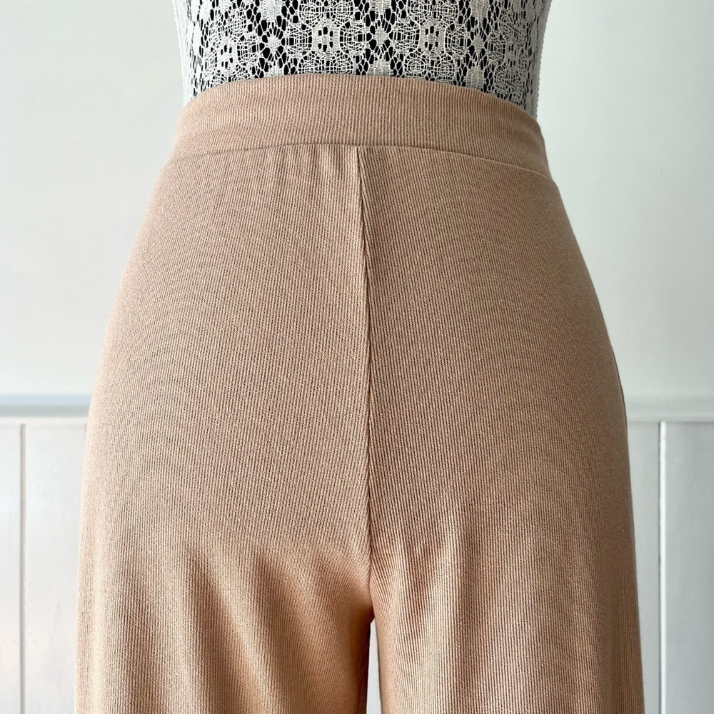 Zara Tan Knit High Waisted Wide Leg Trousers Size S - Picture 3 of 11